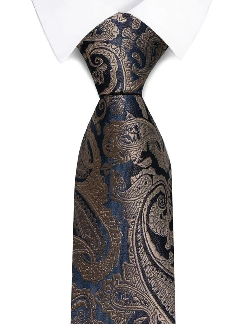 🆕Men Mocha 100%Microfiber Paisley Slim Formal Classic Necktie For Wedding Dress